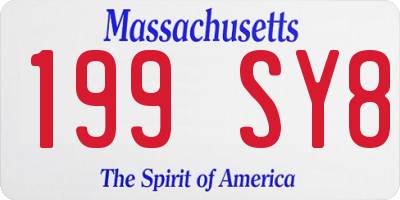 MA license plate 199SY8