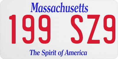 MA license plate 199SZ9