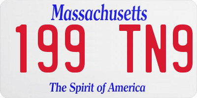 MA license plate 199TN9