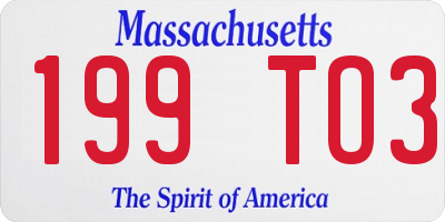 MA license plate 199TO3