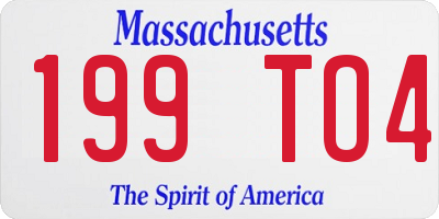 MA license plate 199TO4