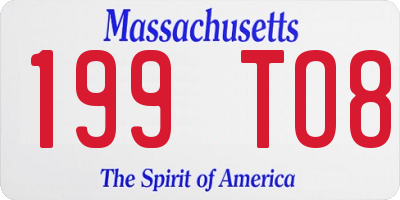 MA license plate 199TO8