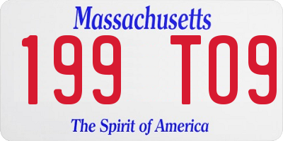 MA license plate 199TO9