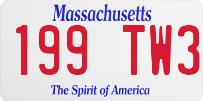 MA license plate 199TW3