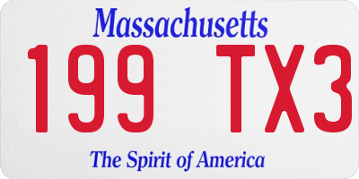 MA license plate 199TX3