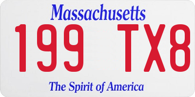 MA license plate 199TX8