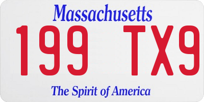 MA license plate 199TX9