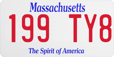 MA license plate 199TY8