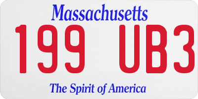 MA license plate 199UB3