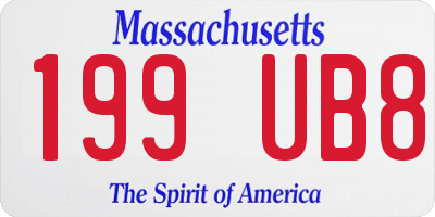MA license plate 199UB8
