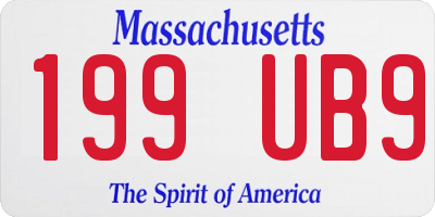MA license plate 199UB9