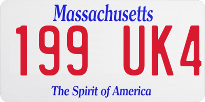 MA license plate 199UK4