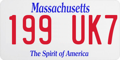 MA license plate 199UK7