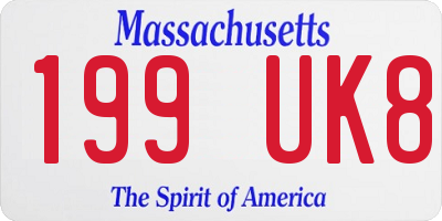 MA license plate 199UK8