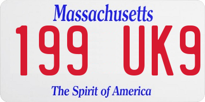 MA license plate 199UK9