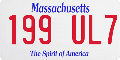 MA license plate 199UL7