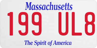 MA license plate 199UL8