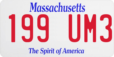 MA license plate 199UM3