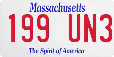 MA license plate 199UN3