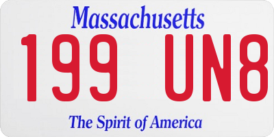 MA license plate 199UN8