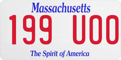 MA license plate 199UO0