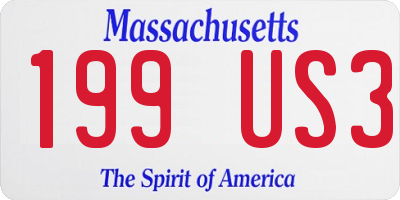 MA license plate 199US3