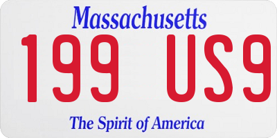 MA license plate 199US9