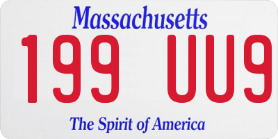 MA license plate 199UU9