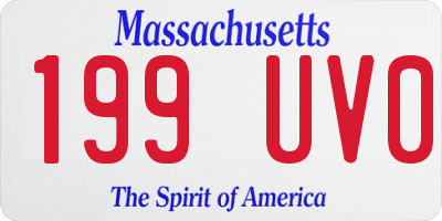 MA license plate 199UV0