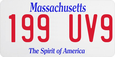 MA license plate 199UV9