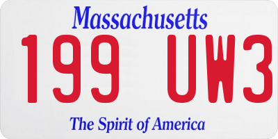 MA license plate 199UW3