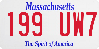 MA license plate 199UW7