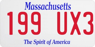 MA license plate 199UX3