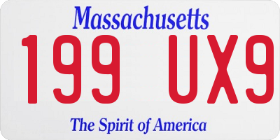 MA license plate 199UX9