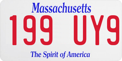 MA license plate 199UY9