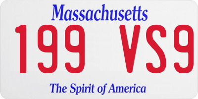 MA license plate 199VS9