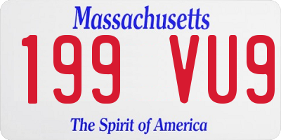 MA license plate 199VU9