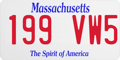 MA license plate 199VW5