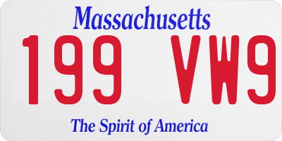 MA license plate 199VW9