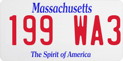 MA license plate 199WA3