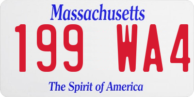 MA license plate 199WA4