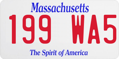 MA license plate 199WA5