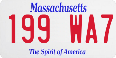 MA license plate 199WA7