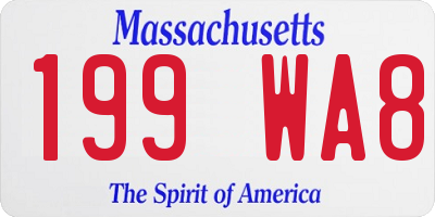 MA license plate 199WA8