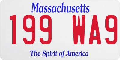 MA license plate 199WA9