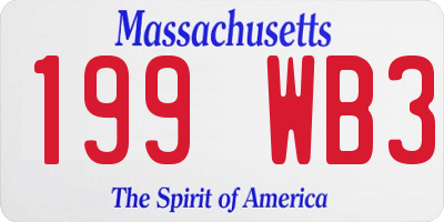 MA license plate 199WB3