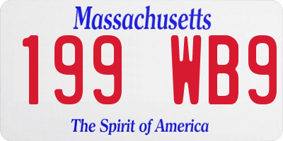 MA license plate 199WB9