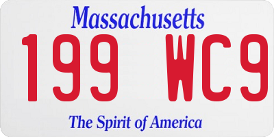 MA license plate 199WC9