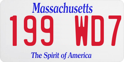 MA license plate 199WD7