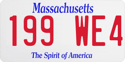 MA license plate 199WE4